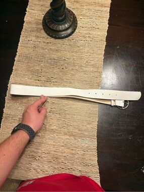 Women’s H&M White Croc-Embossed Leather Belt with Silver Buckle